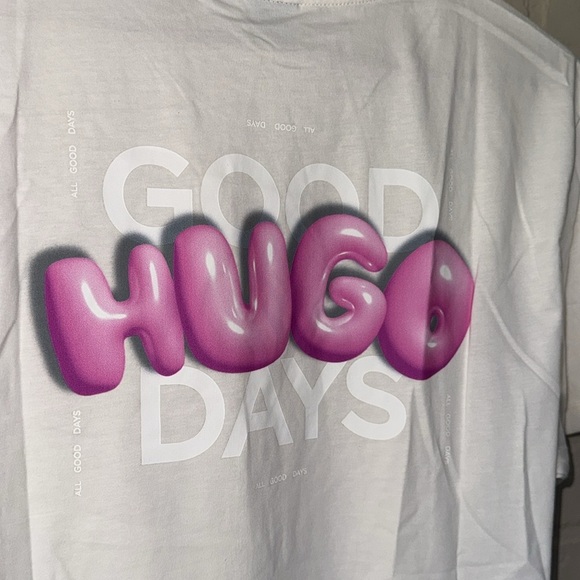 HUGO White shirt Short Sleeve Tee with Graphic Detail new small unisex - Picture 8 of 11